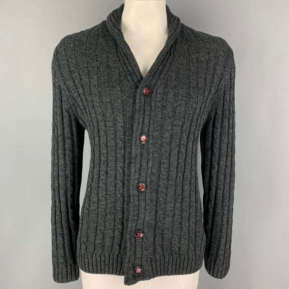 KITON Other - KITON Grey Knit Cotton Shawl Collar Cardigan